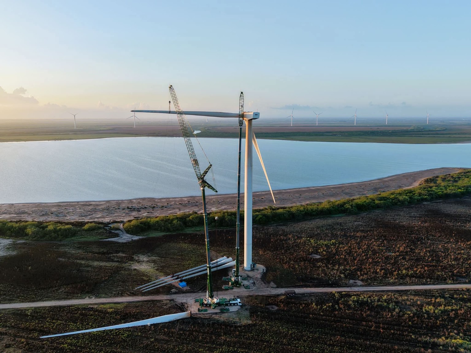 Blade installation beside a water body